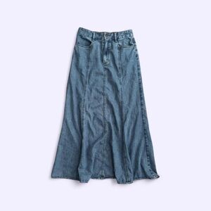 GU Jeans Japanese Brand Midi Flare Blue Denim Skirt Cotton Blend